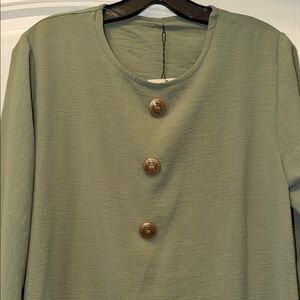Elegant Olive Green Buttoned Women's suit